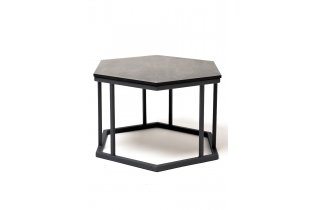 «Женева» интерьерный стол из HPL шестиугольный, D50, H35, цвет «серый гранит»