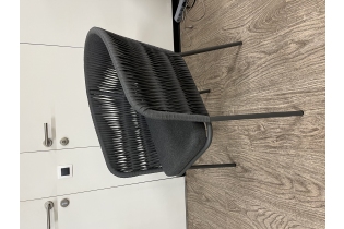 MR1001096 стул из роупа, каркас алюминий темно-серый шагрень, роуп серый 15мм, ткань темно-серая